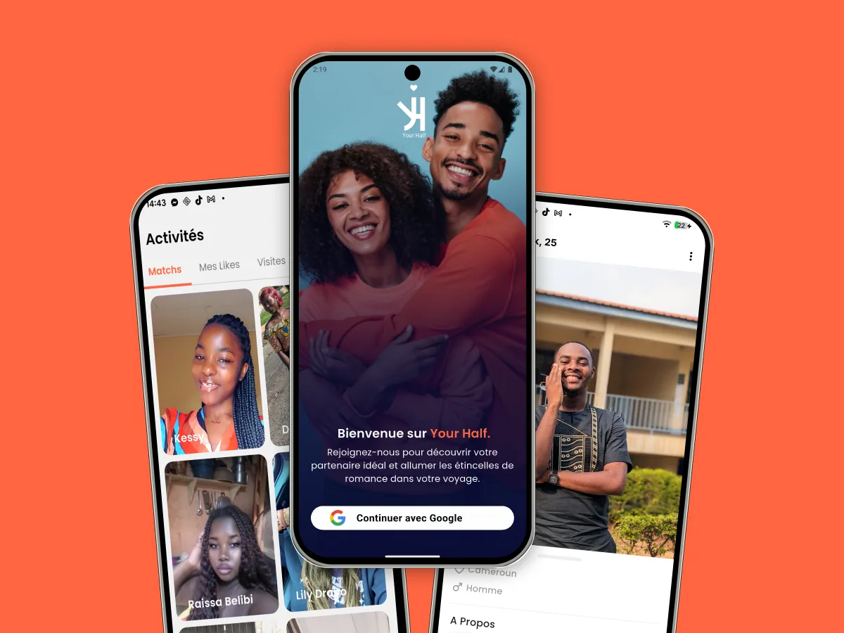 Aperçu de l'app YourHalf - rencontre en ligne