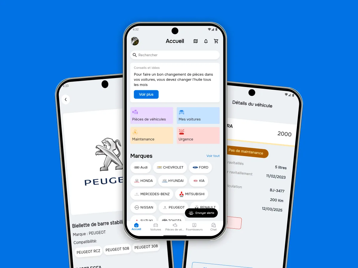 Aperçu de l'app Mekano - gestion de flotte avec messagerie temps réel