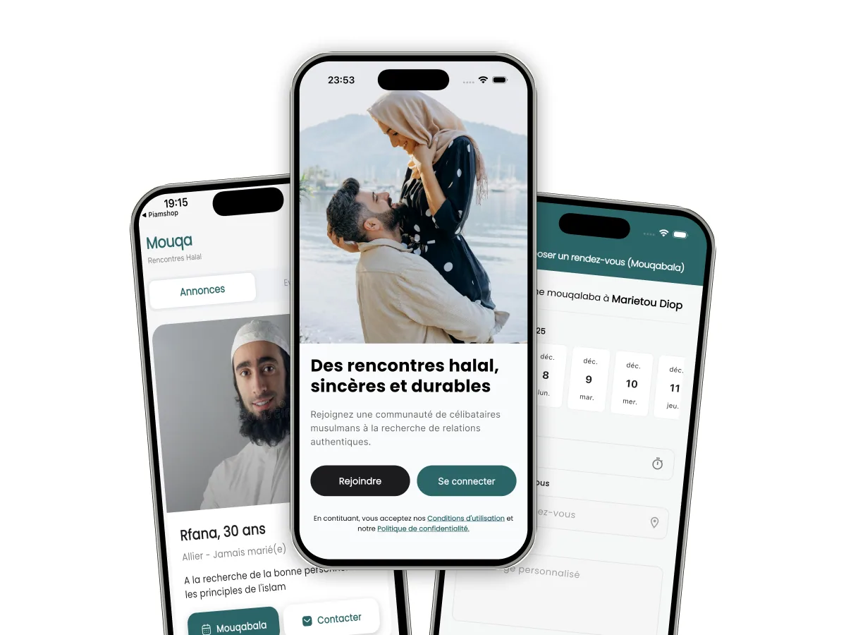 Aperçu de l'app Aqada - rencontre halal pour la communauté musulmane